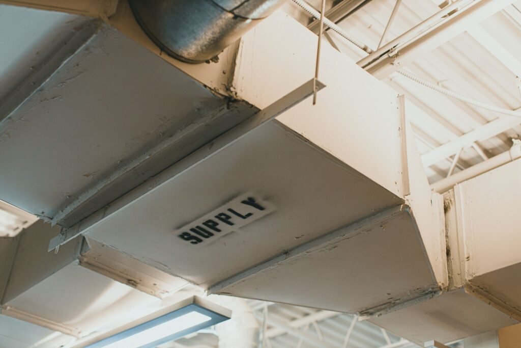 Supply air ductwork installed for a forced-air furnace